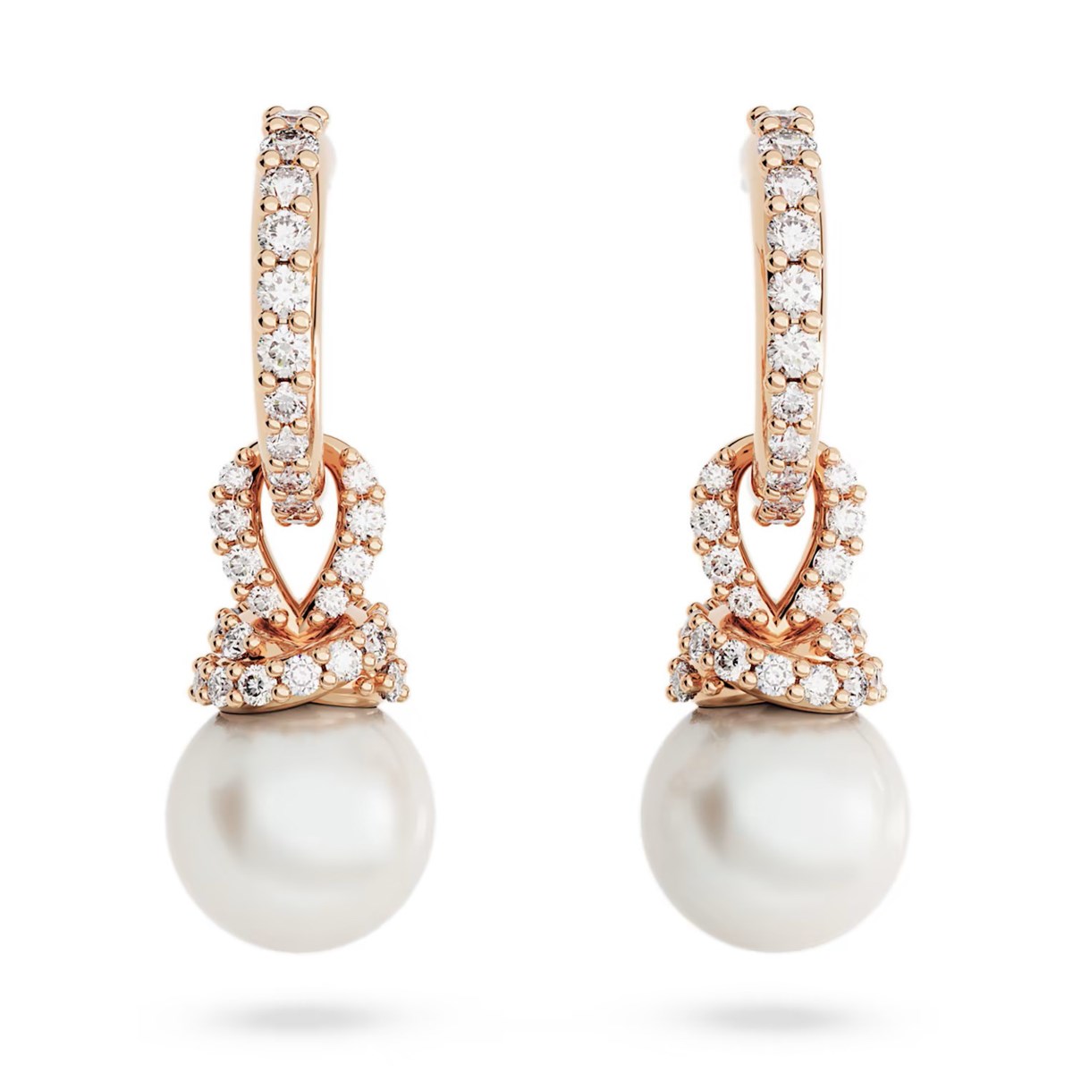Pendants d'oreilles Swarovski Originally doré roseet perle de Swarovski