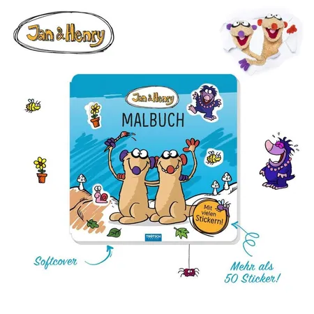 Trötsch Jan und Henry Malbuch mit Stickern