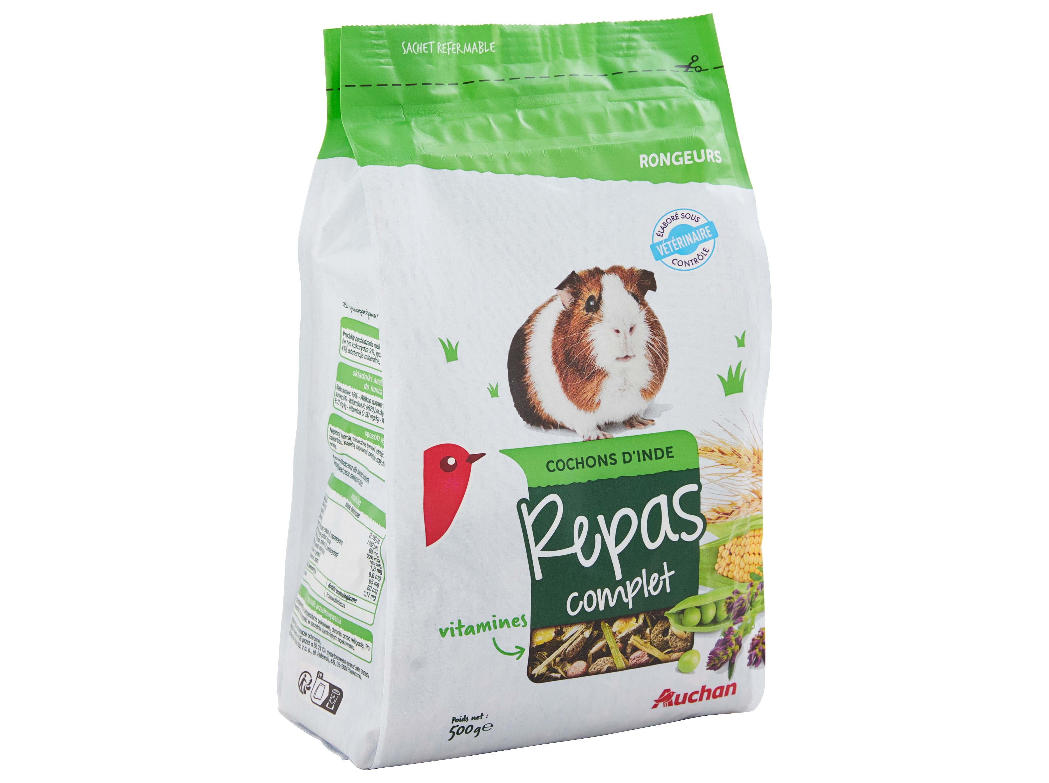 COMIDA PARA PORQUINHO ÍNDIA AUCHAN MENU COMPLETO 500G