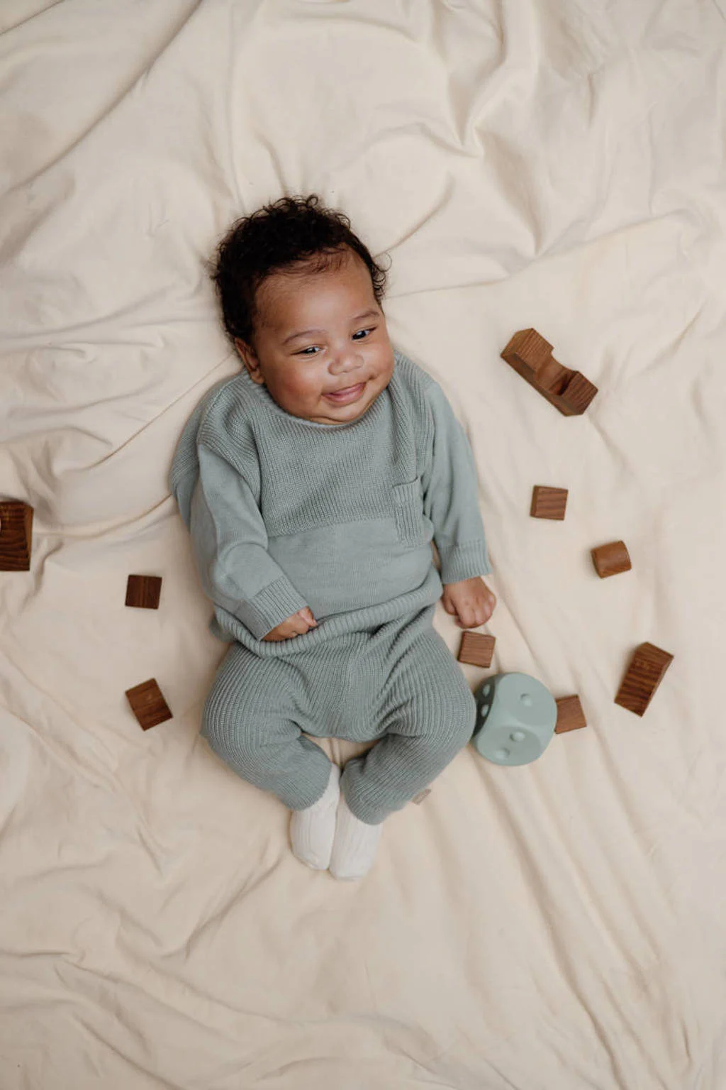 LEVV baby regular fit broek JEFF groengrijs