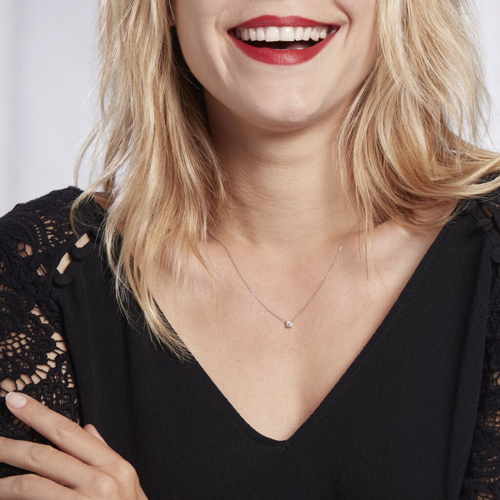 Collier Solitaire Victoria Platine Blanc Diamant