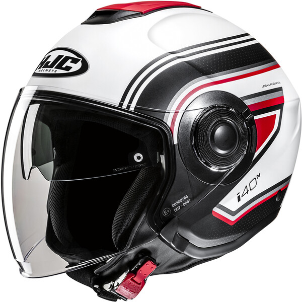 HJC - Casque i40 N Linia MC1SF / Blanc / Noir / Rouge / Mat