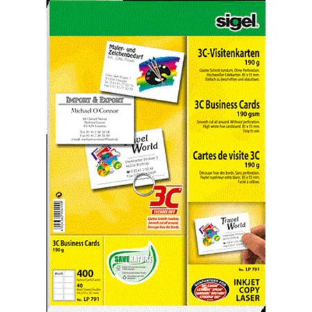 Sigel Visitenkarten 3C/LP791, 400 Stück