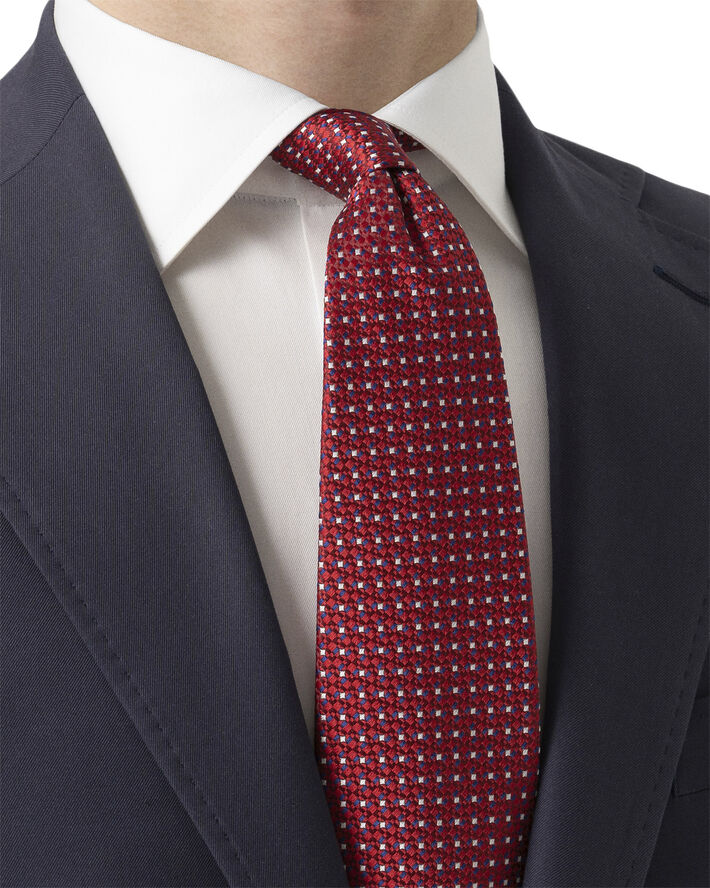 ETON Red Geometric Woven Silk Tie Rød