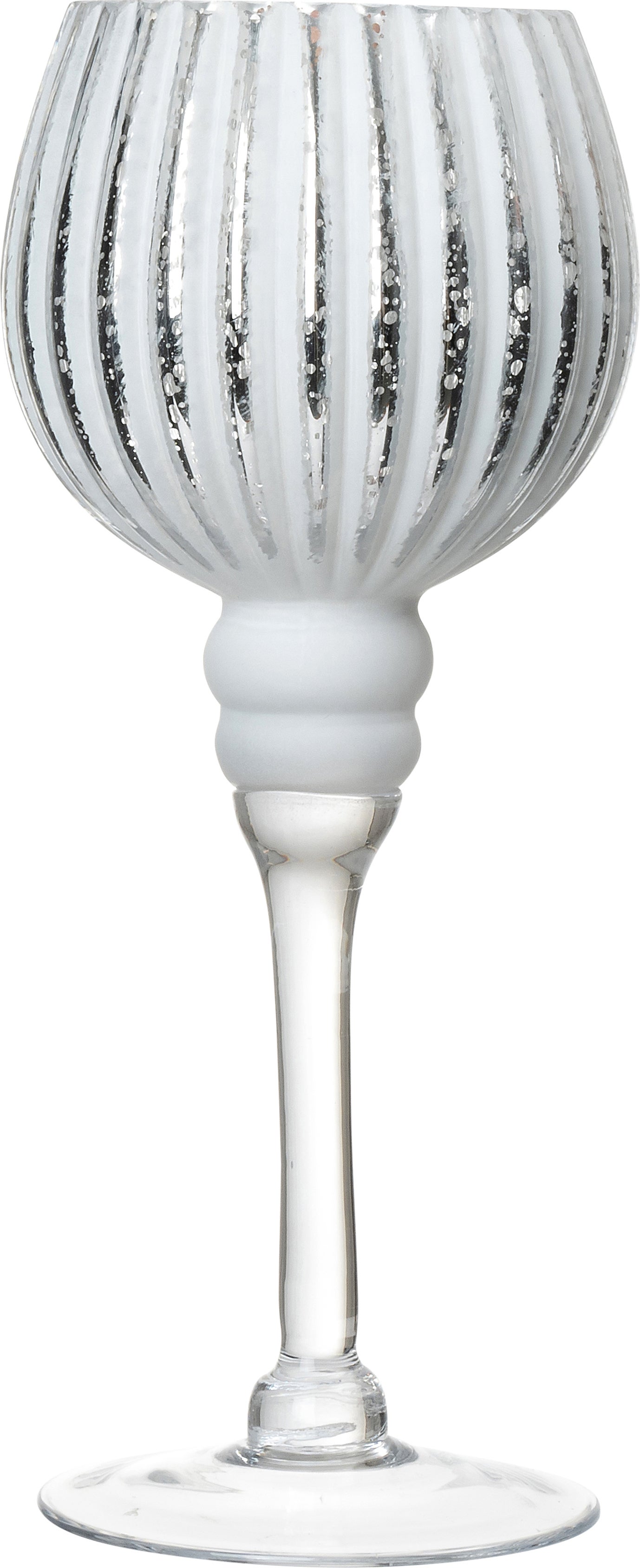 Intratuin waxinelichthouder op voet Elin wit / zilver D 11 H 30 cm