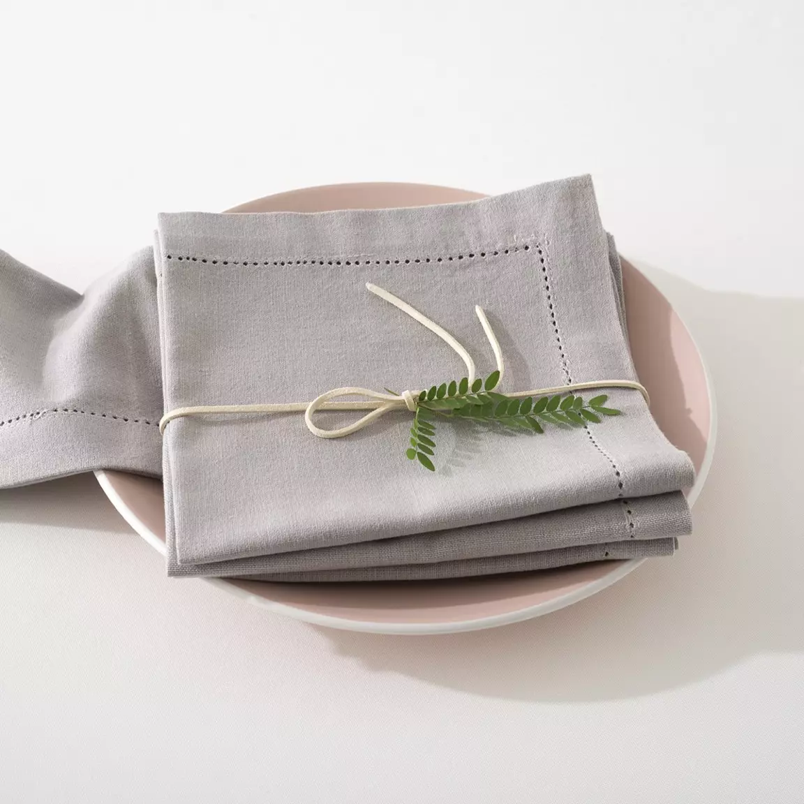 Lot de 4 serviettes coton (40 x 40 cm) Chambray Gris clair