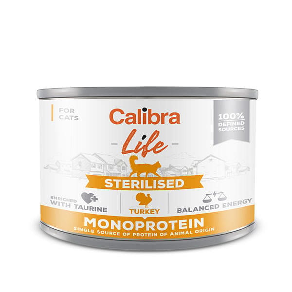 Calibra Kat Life Sterilised Blikjes Kalkoen 6 x 200 gram | 13099.1