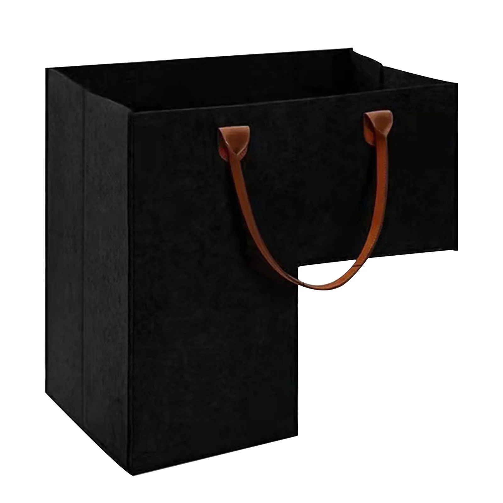 (42x42cm) Filz Treppen Stufen Organizer Faltbare Aufbewahrungs Tasche Transport Korb mit Griffen für Spielzeug / Wäsche - Schwarz
