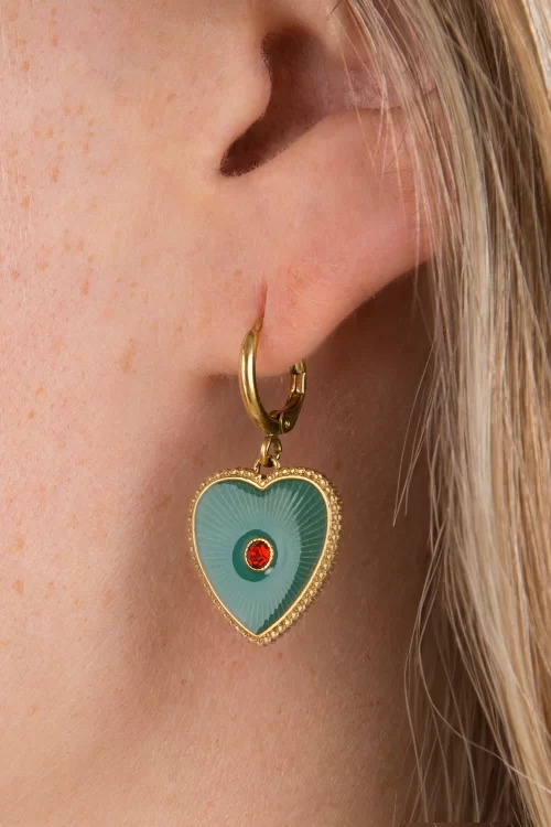 Urban Hippies Je m’aime oorbellen in aqua