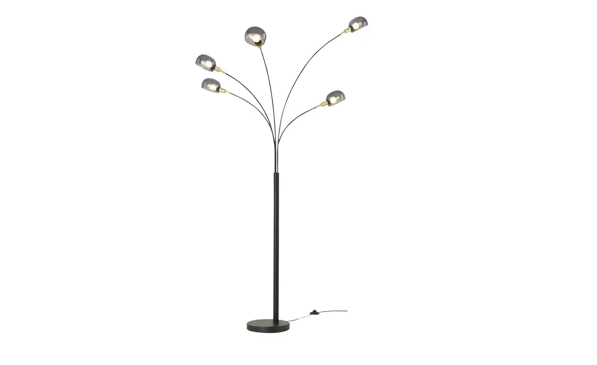 Meisterleuchten Bogenleuchte, 5-flammig, schwarz / Rauchglas