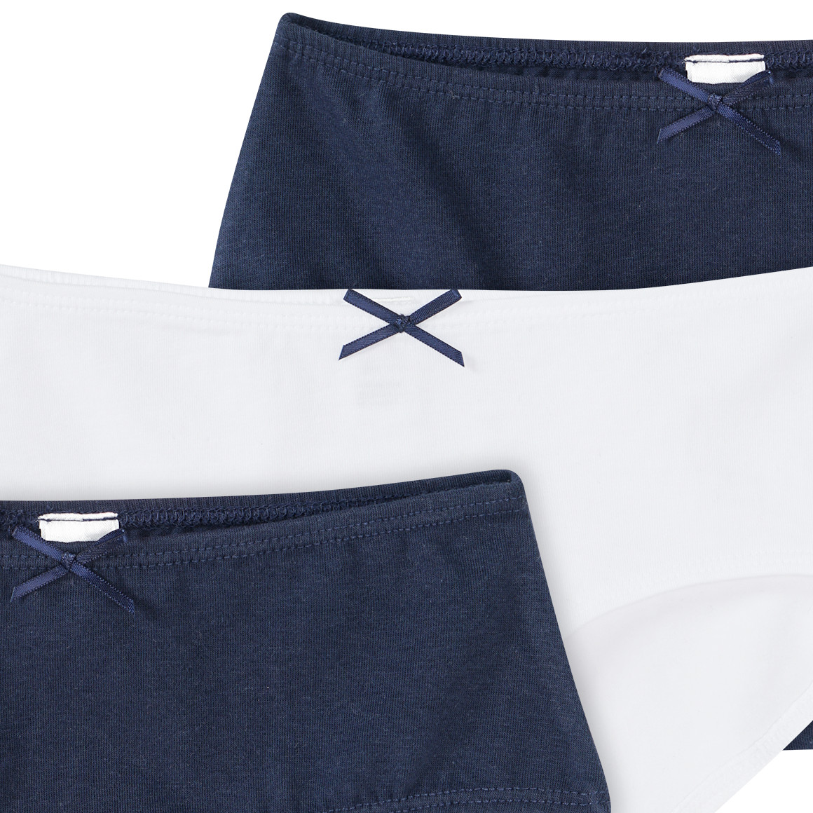 Yigga 3 Mädchen Pantys mit Bio-Baumwolle weiss / dunkelblau