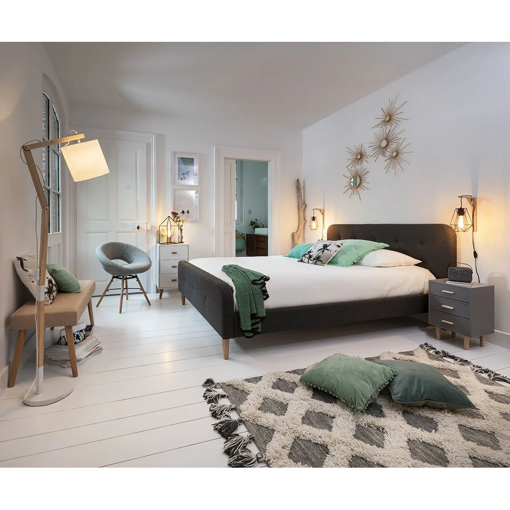 Lit Bergen gris anthracite 2 personnes