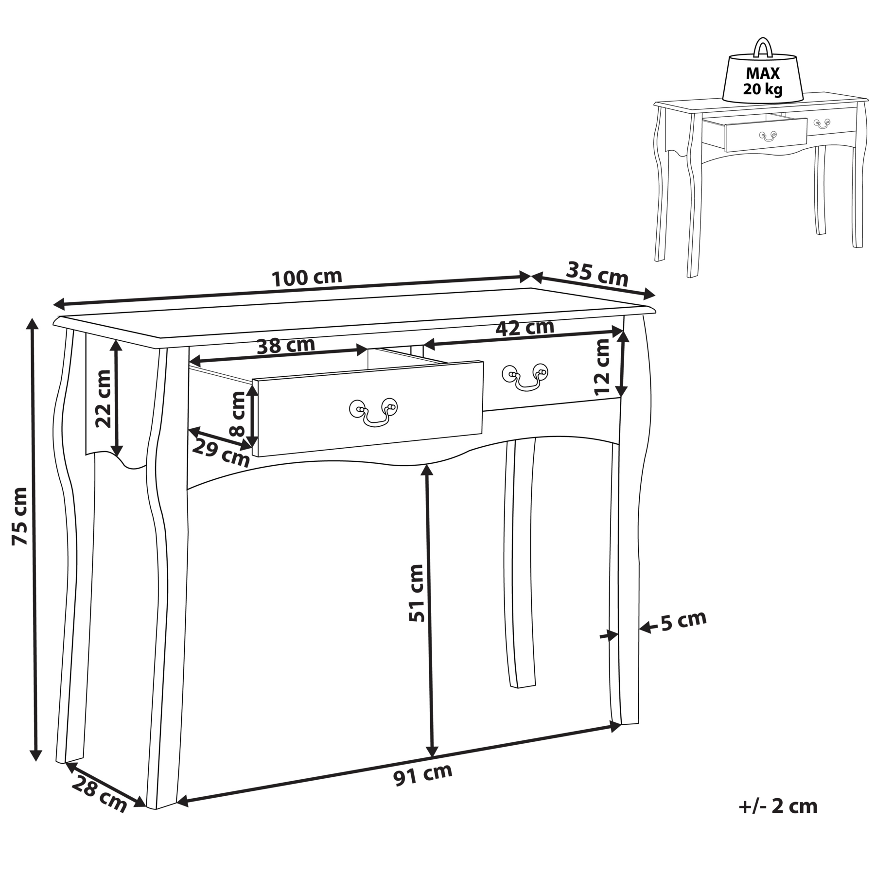 Beliani - KLAWOCK - Consoletafel - Zwart - MDF
