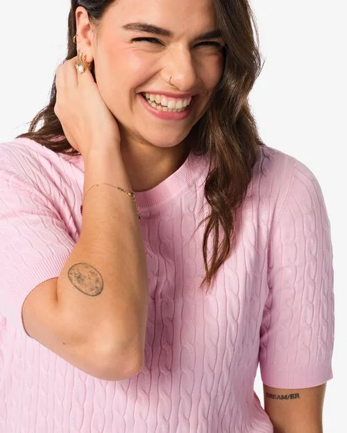 pull maillé Fally pour femmes rose pâle