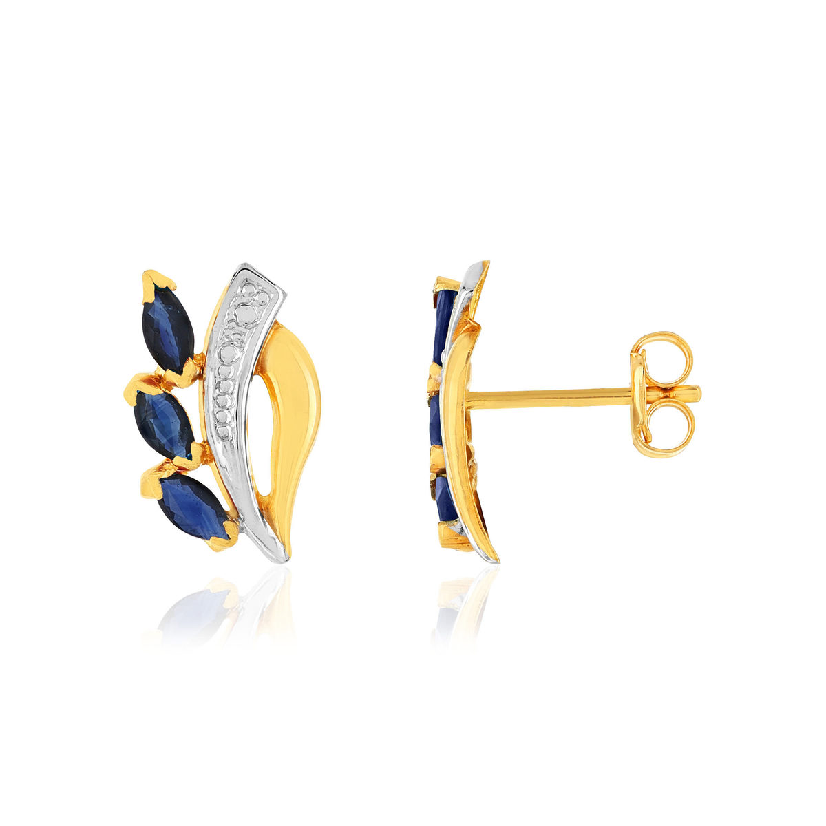 Boucles d'oreilles or 375 2 tons saphirs