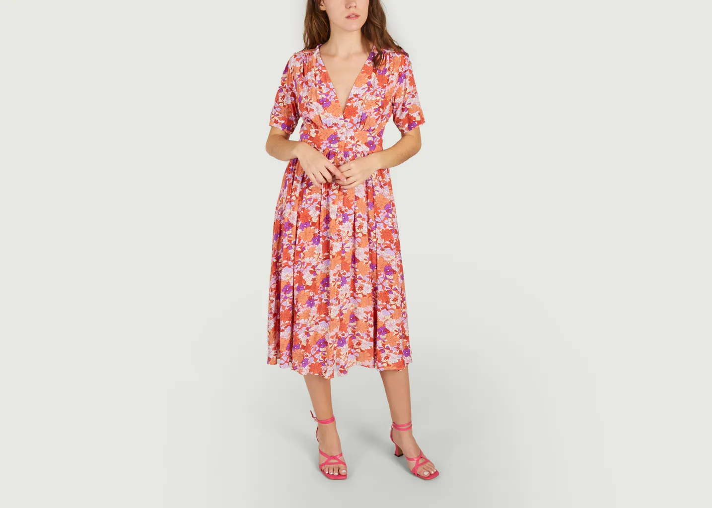 Robe midi imprimé fleuri Casey Suncoo