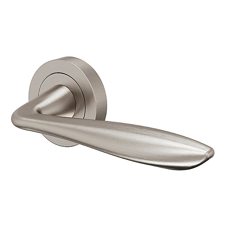 Ensemble poignée sur rosace Incurvé à visser GoodHome Meham effet nickel satin gris Ø52mm