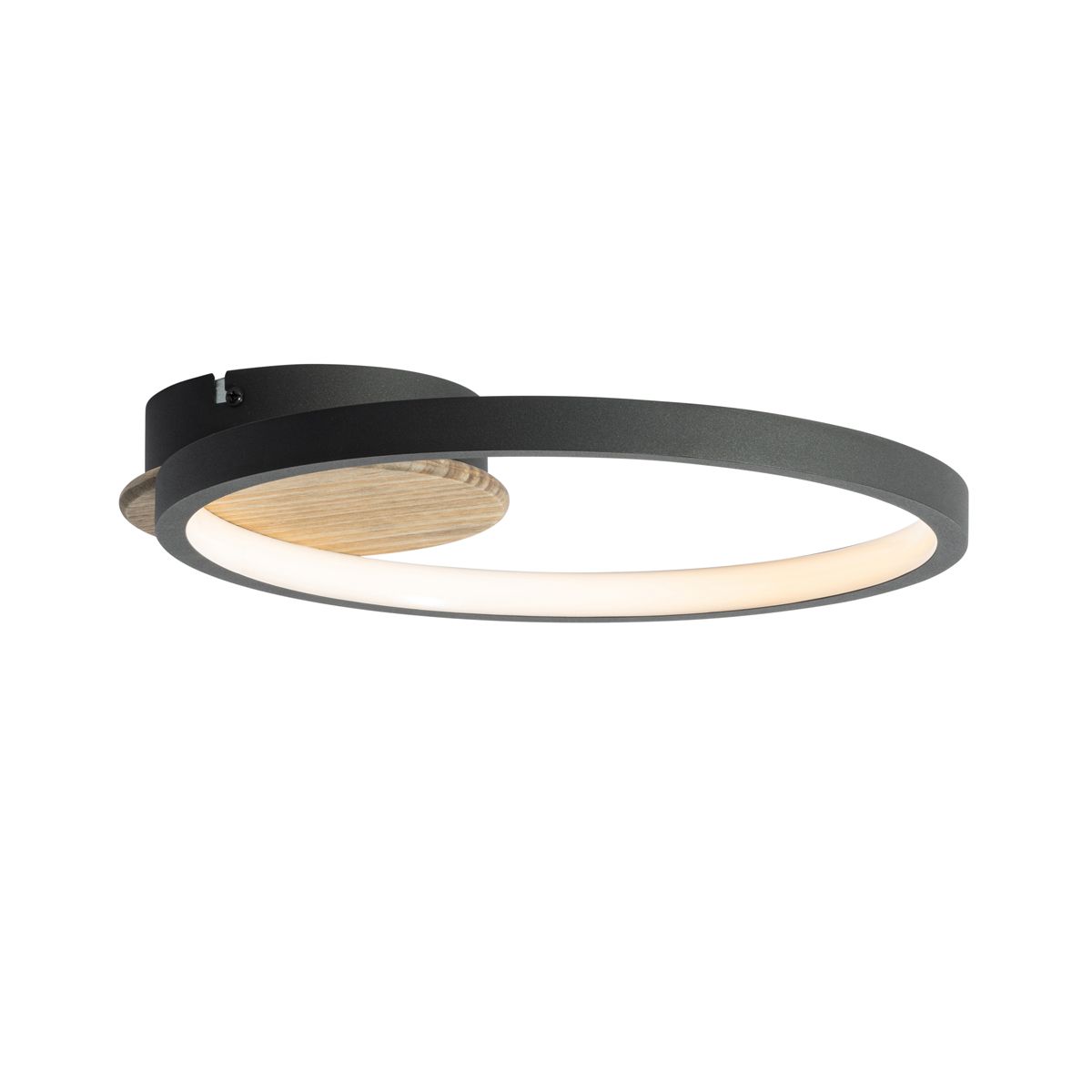 Moderne plafondlamp zwart met hout incl. LED 3-staps dimbaar - Alec