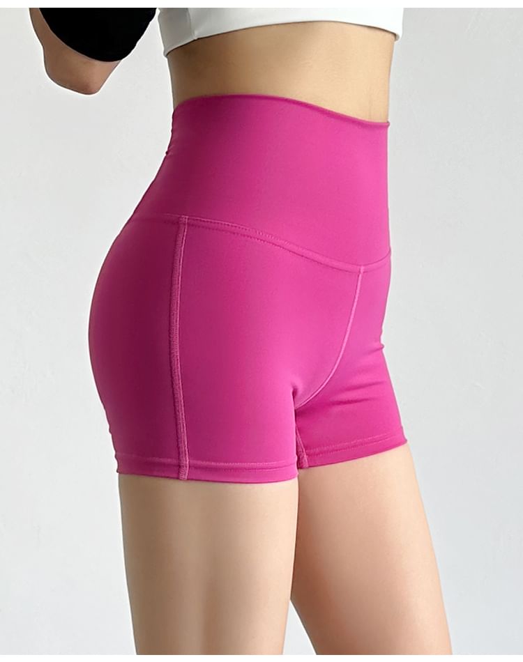 Engiko - Yogashorts met hoge taille en effen uitsnijdingen