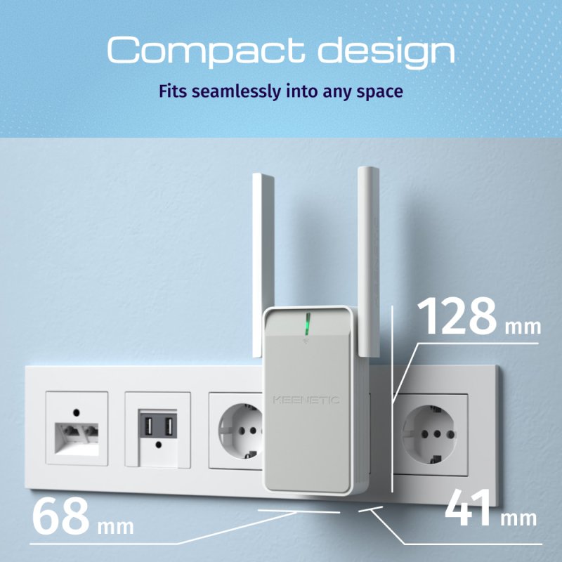 Keenetic Buddy 4 (KN-3211) Amplificateur de portée de Wi-Fi N300 compatible avec un réseau maillé équipé du port Fast Ethernet