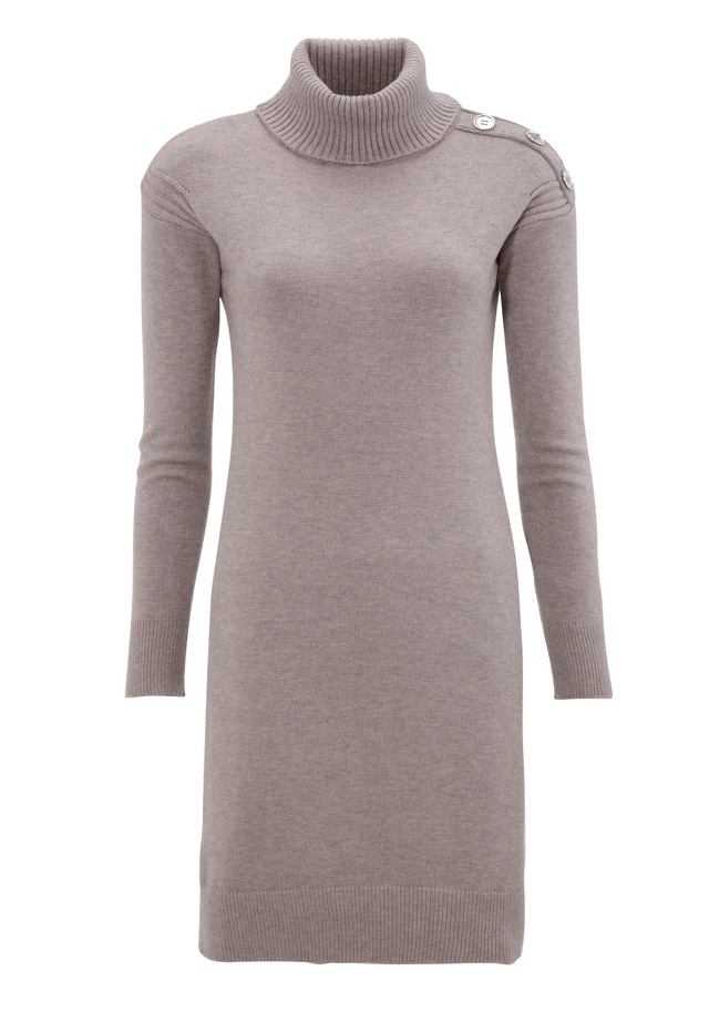 Laura Scott Strickkleid mit Rollkragen und Zierknöpfen