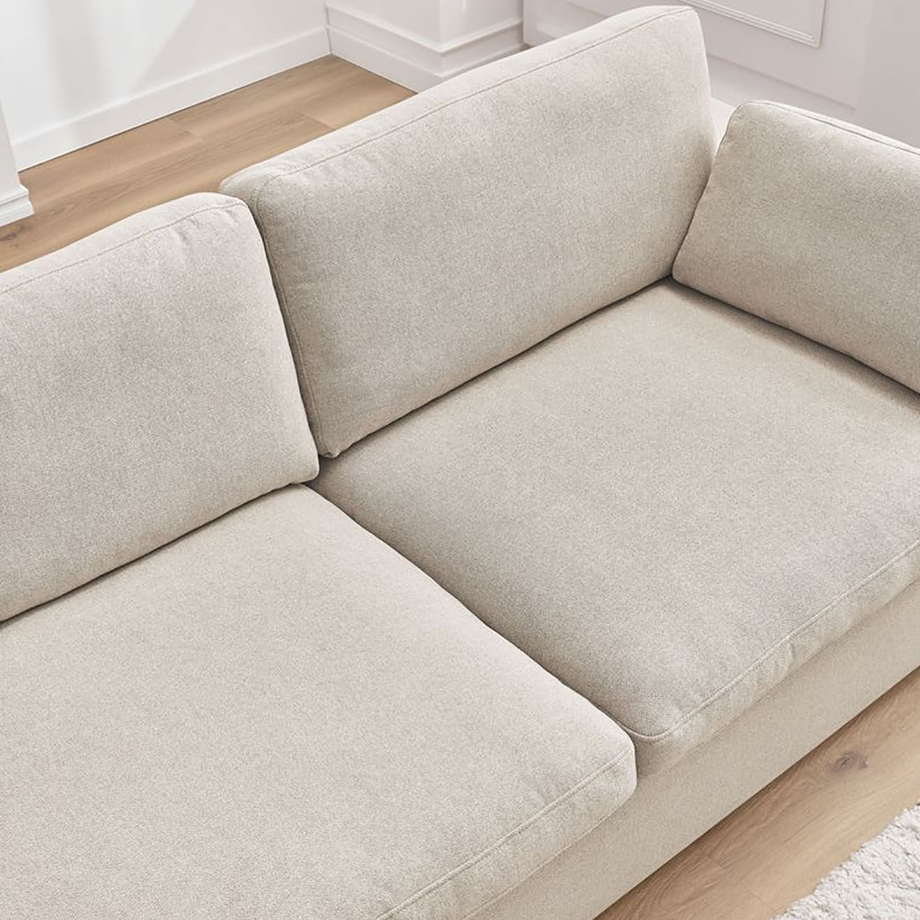 Bobochic Canapé droit fixe 4 places Belair beige - 280x93x80 cm