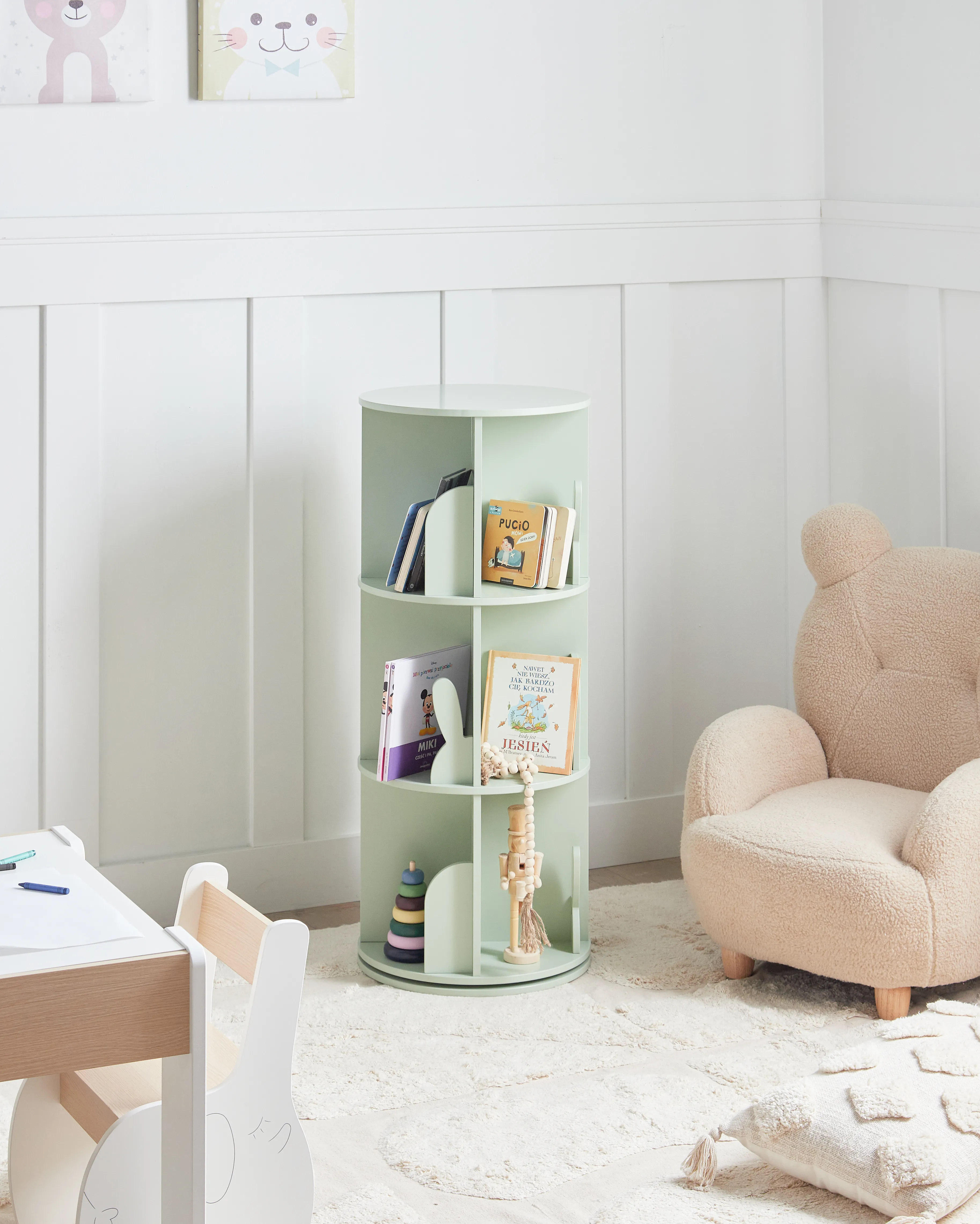 Draaibare boekenplank CANEY 94 cm Lichtgroen