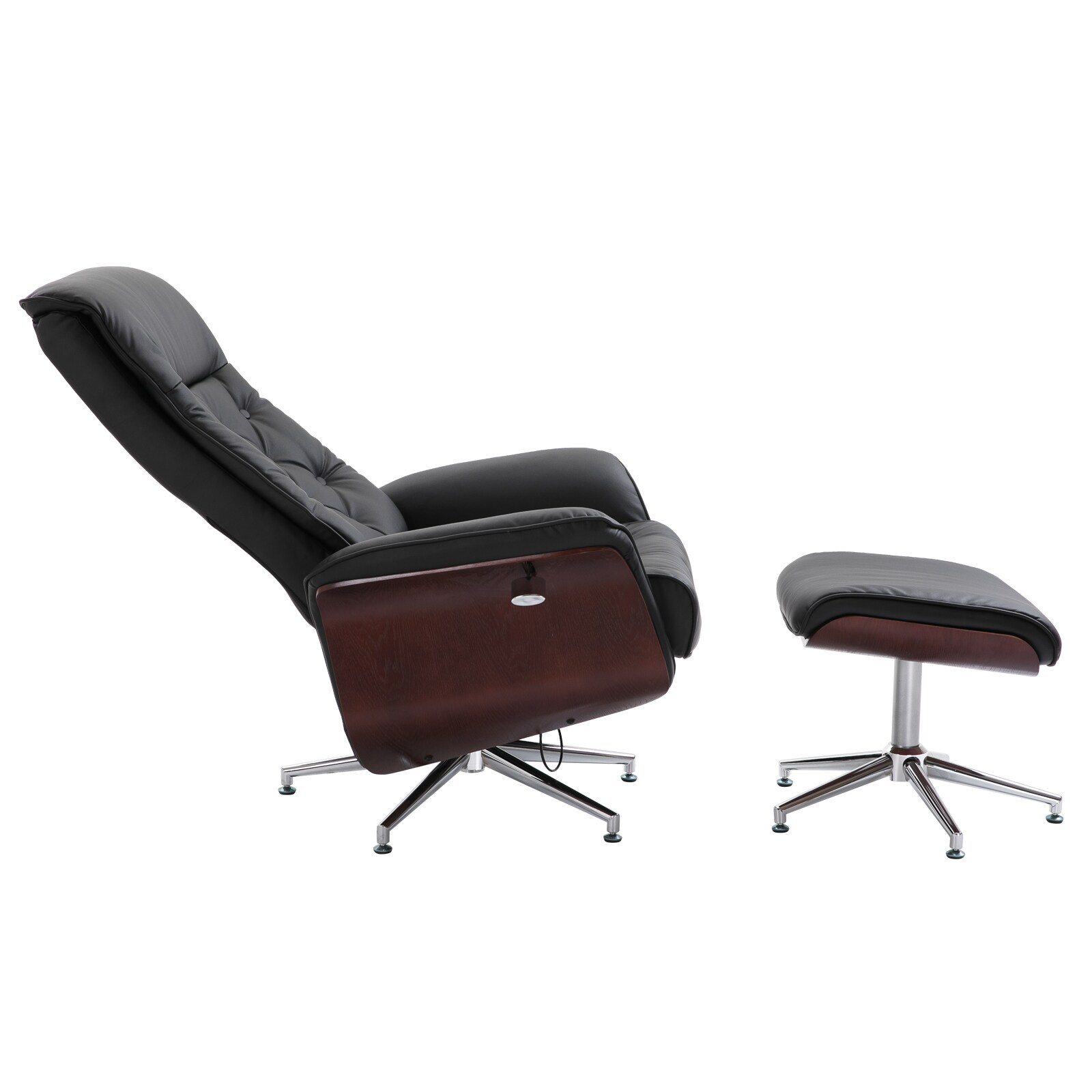 HOMCOM Chesterfield Sessel mit Hocker schwarz