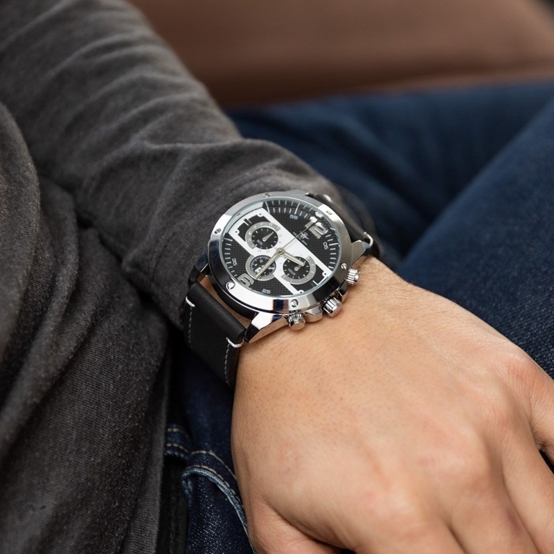 Montre Homme M. JOHN bracelet Cuir Noir