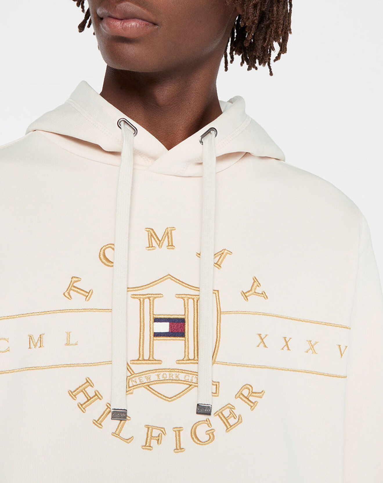 Tommy Hilfiger Sweat à capuche Icon Roundall écru