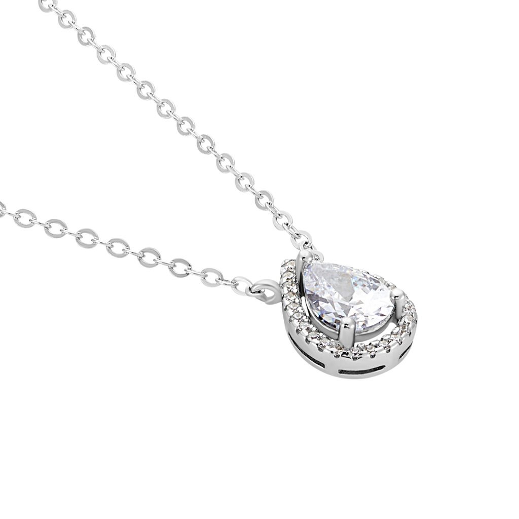 Collier Hafza Argent Blanc Oxyde De Zirconium