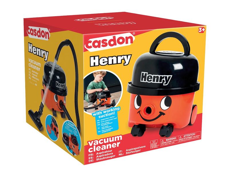 Casdon Spiel-Haushaltsgerät Staubsauger Henry Batteriebetriebener Kinderstaubsauger mit Saugfunktion
