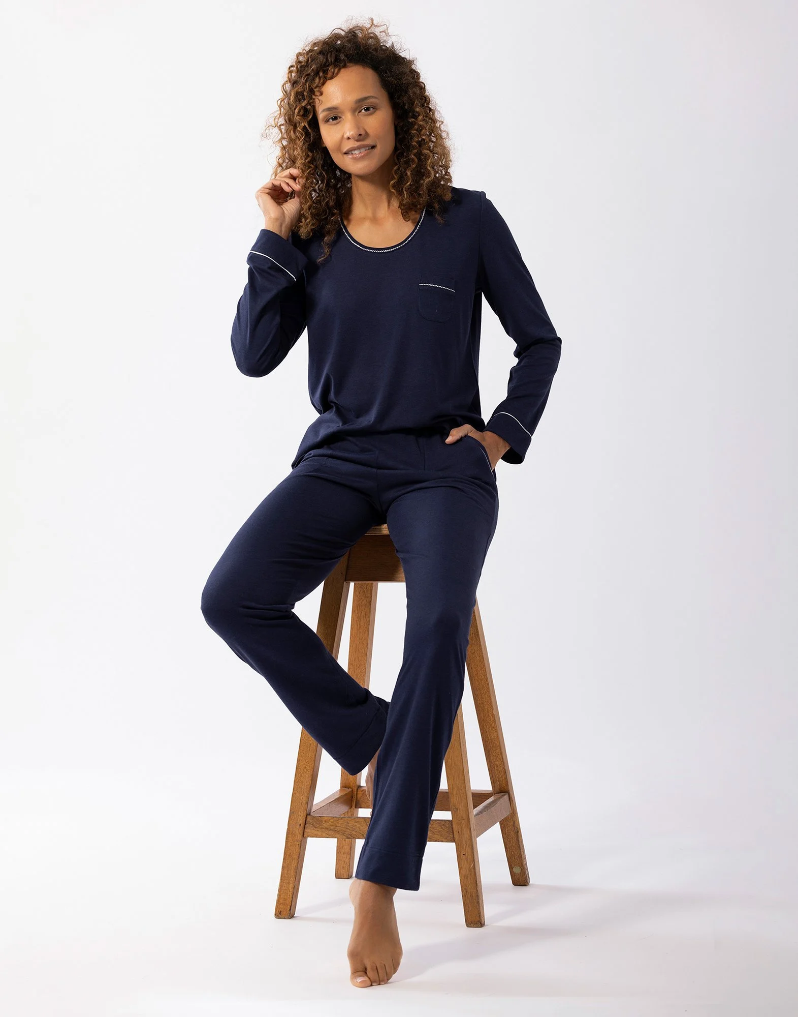 INTEMP A02 - Pyjama en coton modal | Bleu