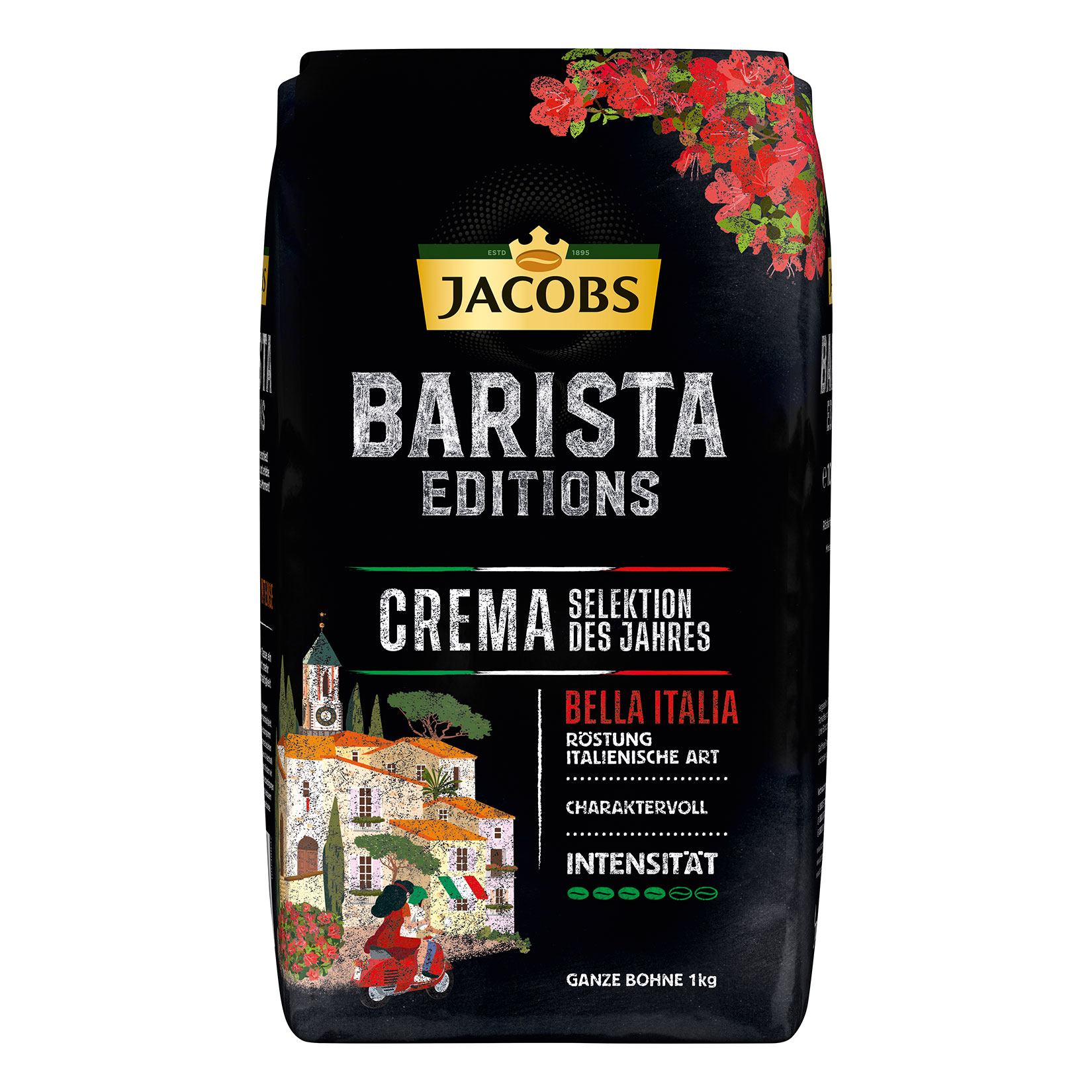 Jacobs Kaffeebohnen Barista Editions Crema, Bella Italia 1 kg, 4er Pack