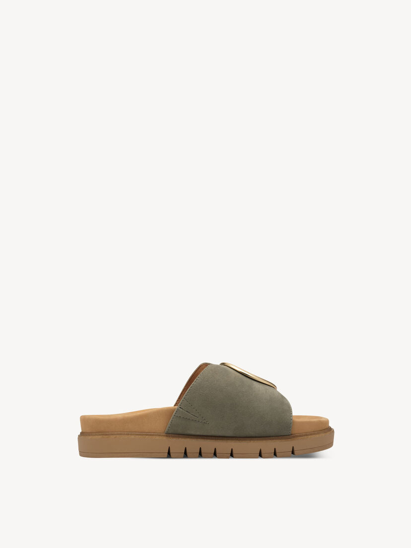 Leren Slipper - khaki