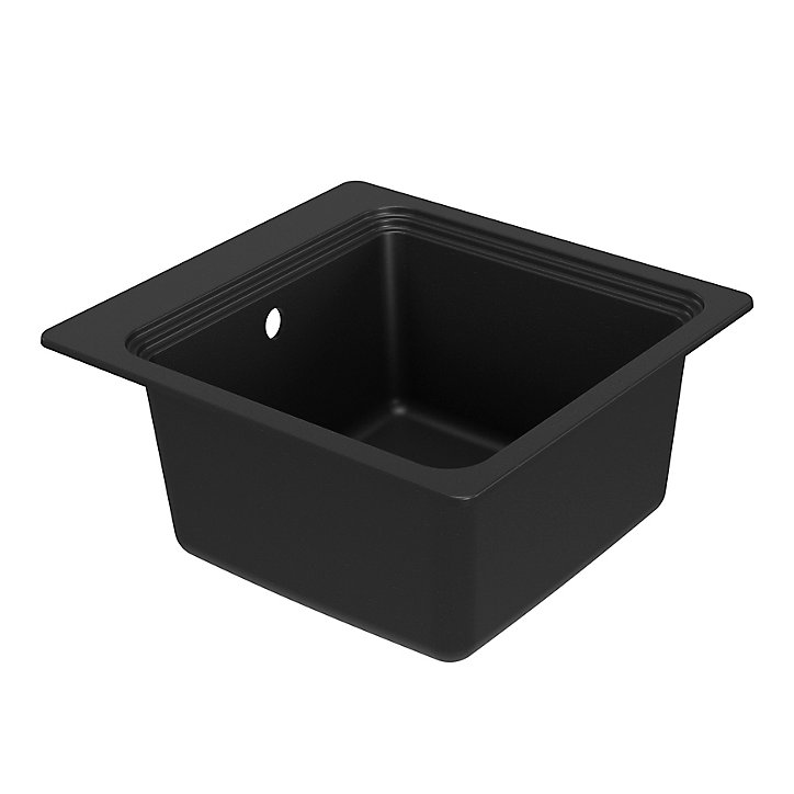 Évier de cuisine en composite de quartz noir 1 bac à encastrer GoodHome Romesco
