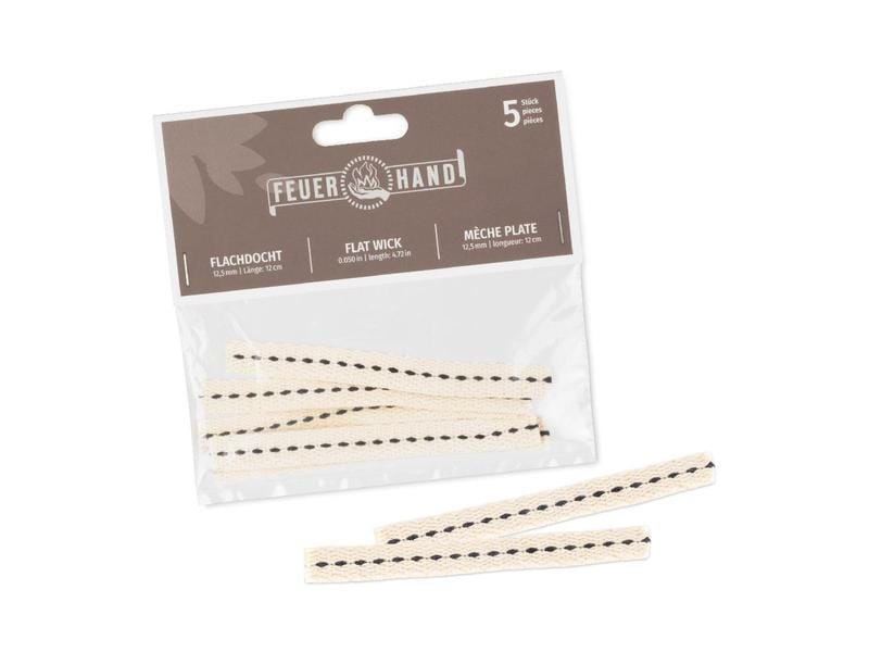Feuerhand Flachdocht, 1.25 x 12 cm, 5 Stück Flachdocht zur idealen Basis für das Baby Special 276