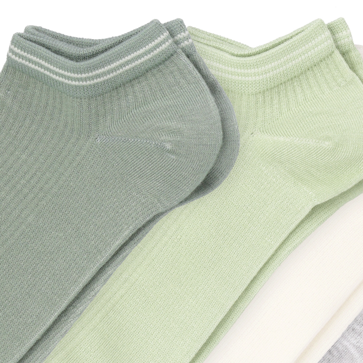 Gina Benotti 4 Paar Damen Sneaker-Socken im Set weiss / grau / grün