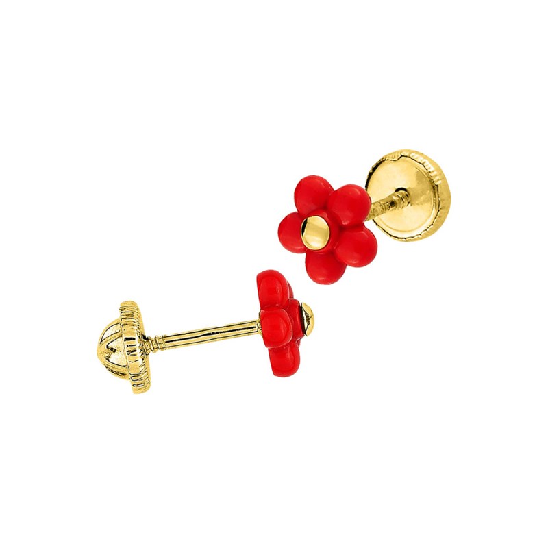 Boucles d'oreilles enfant - Or 9 Carats - Fleur