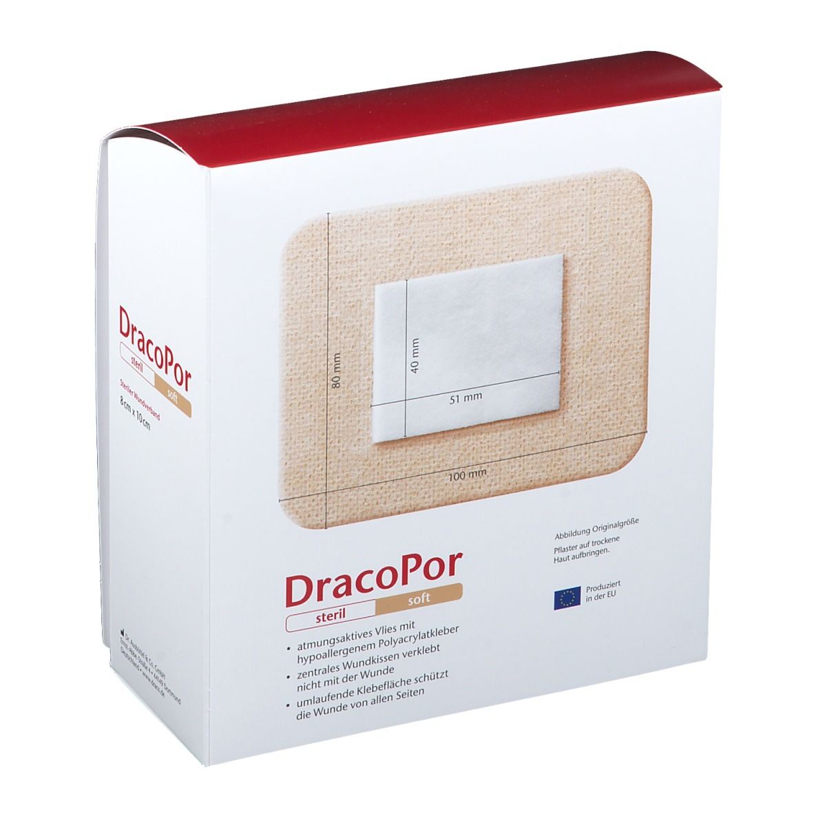 DracoPor Soft hautfarben 8 cm x 10 cm steril