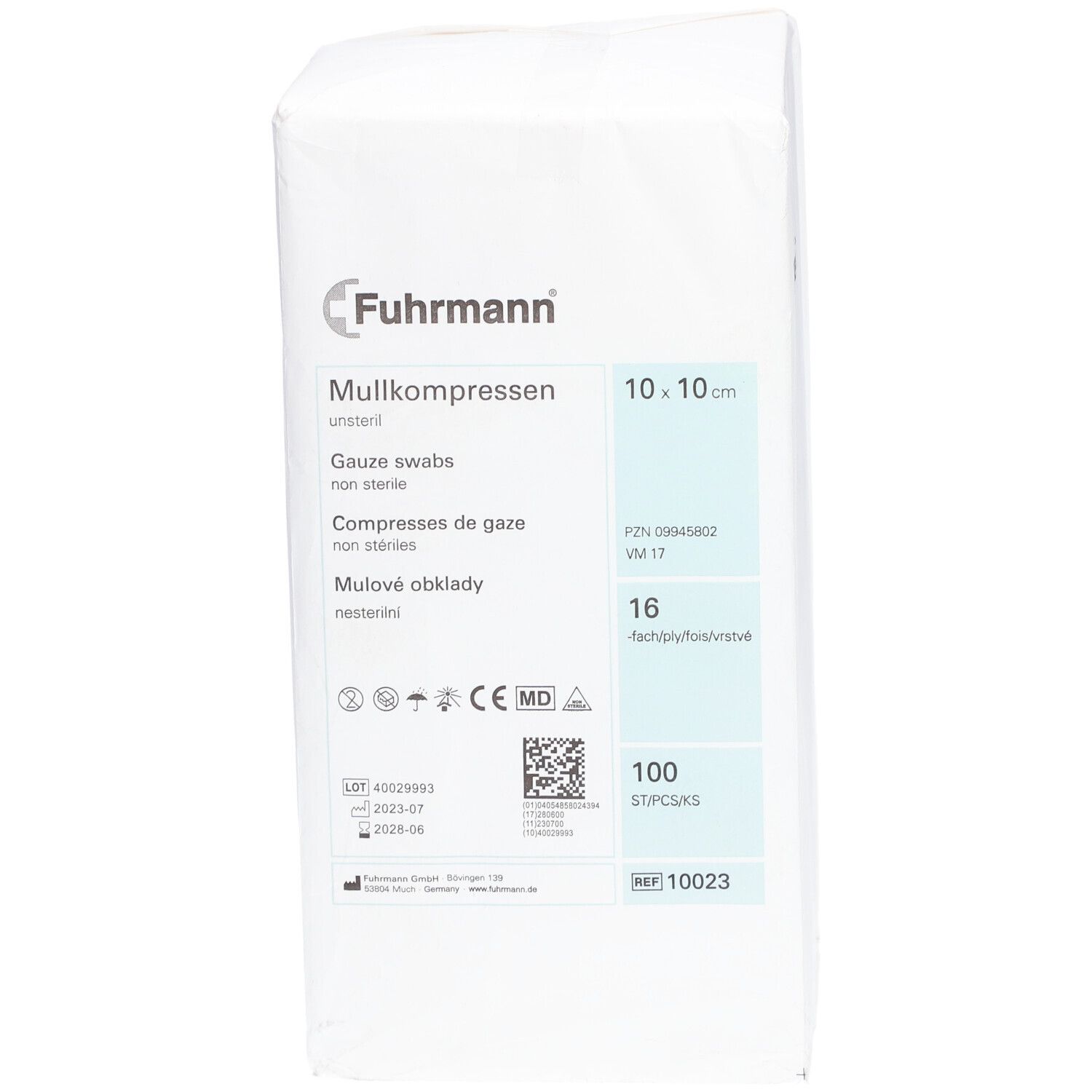 MULLKOMPRESSEN 10x10 cm unsteril 16fach