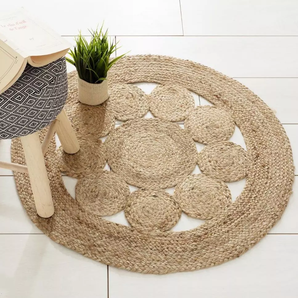 Tapis jute rond (80 cm) Giusti Beige naturel