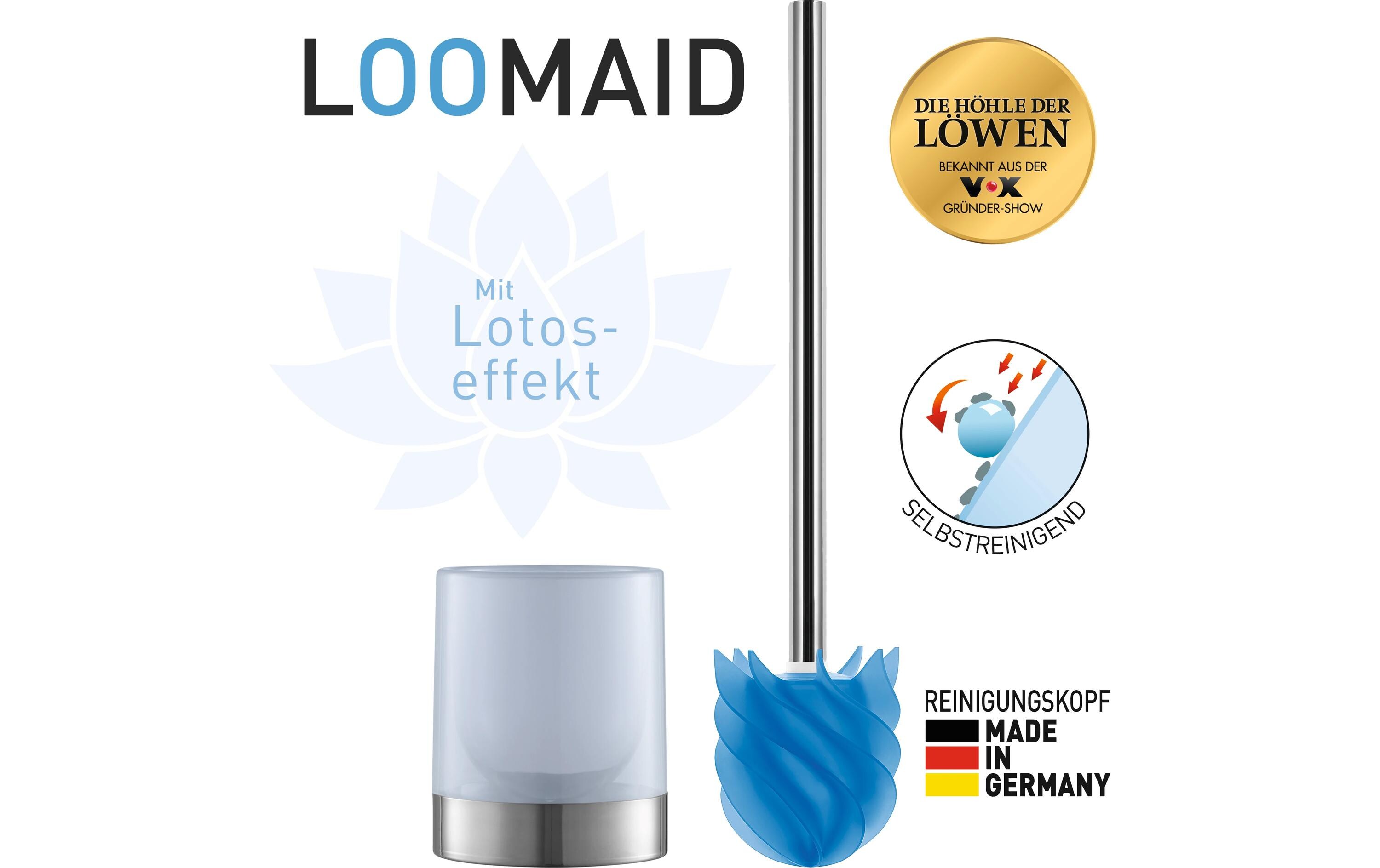Toilettenbürste LOOMAID aus Silikon, Blau, schmutzabweisendSilikon WC-Bürste