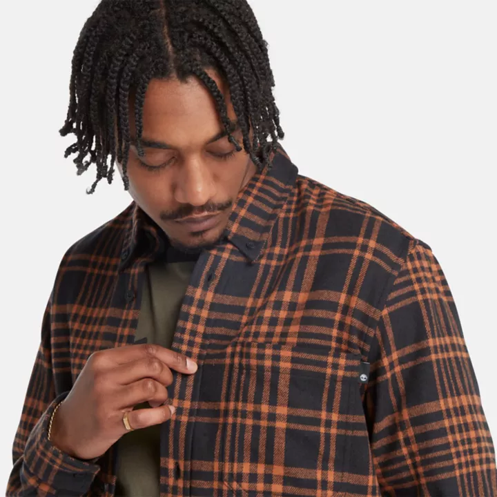 Camisa xadrez de flanela grossa preta para homem