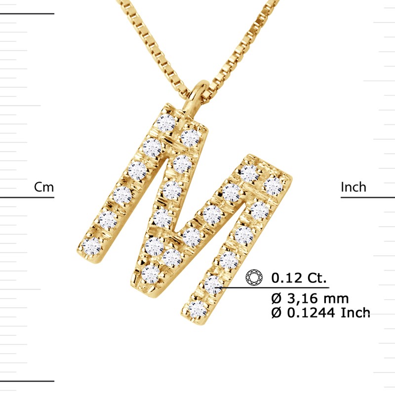 Collier ALPHABET Diamants 0,12 Cts  LETTRE 