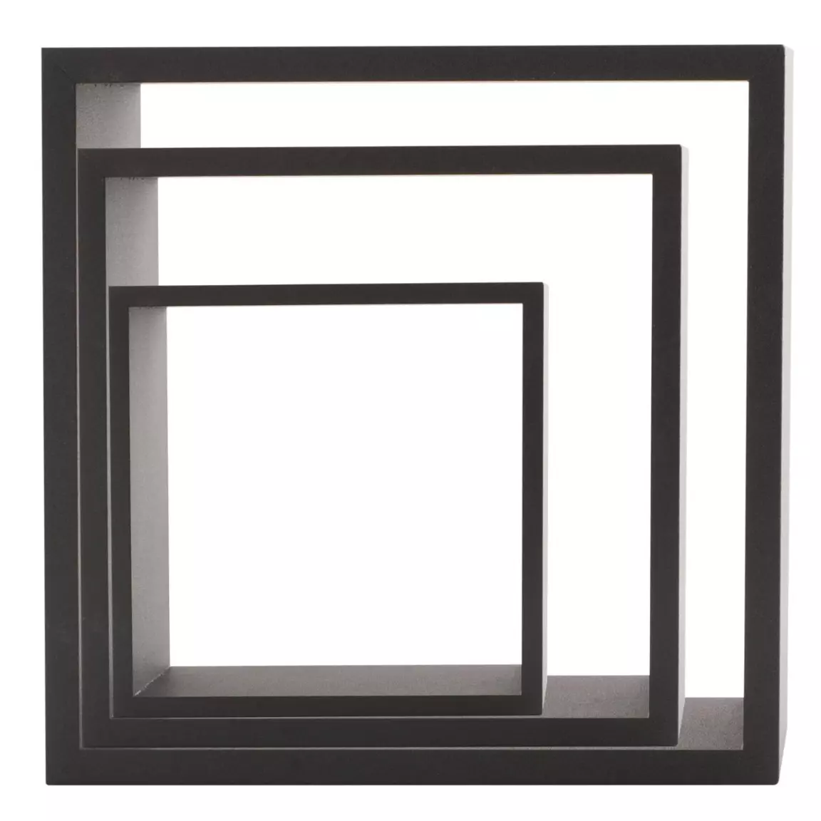 Lot de 3 étagères bois (H15-20-25 cm) Cube Noir