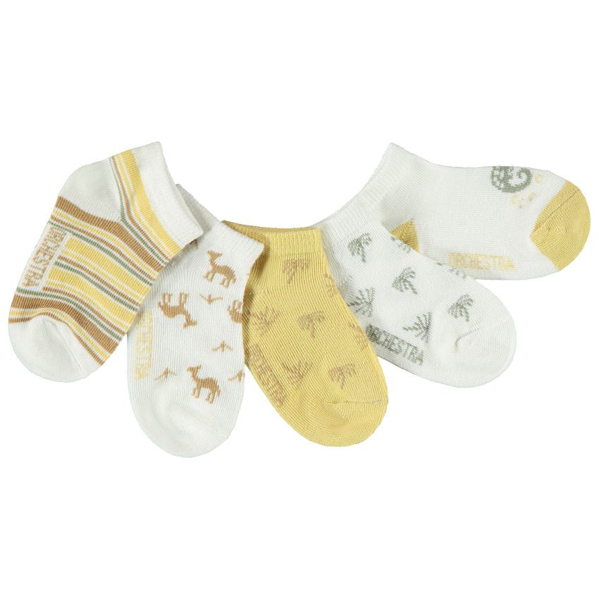 Lot de 5 paires de chaussettes courtes Désert pour bébé garçon - Ecru