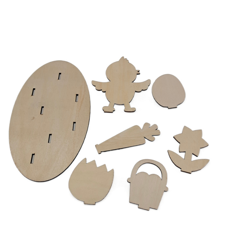 (7-tlg. Set) Holz Oster Deko do it yourself Accessoire für Ostern - Natur Braun