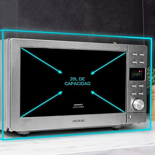 Cecotec Micro ondes numériques sans plaque GrandHeat 2010 Flatbed Steel. Puissance 700 W, Capacité 20 Litres, Grille 900 Watt, 9 Fonctions préréglées, Démarrage rapide, Nettoyage facile. : Cuisine et Maison