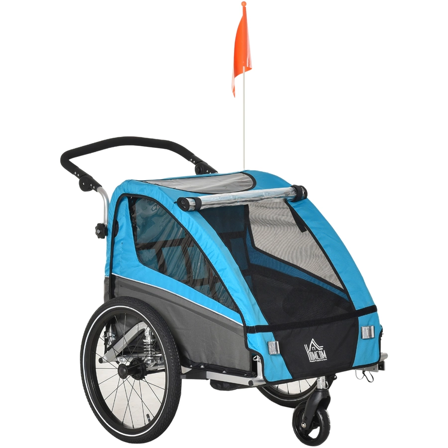 HOMCOM 3in1 Kinderwagen auch als Jogger und Fahrradanhänger blau